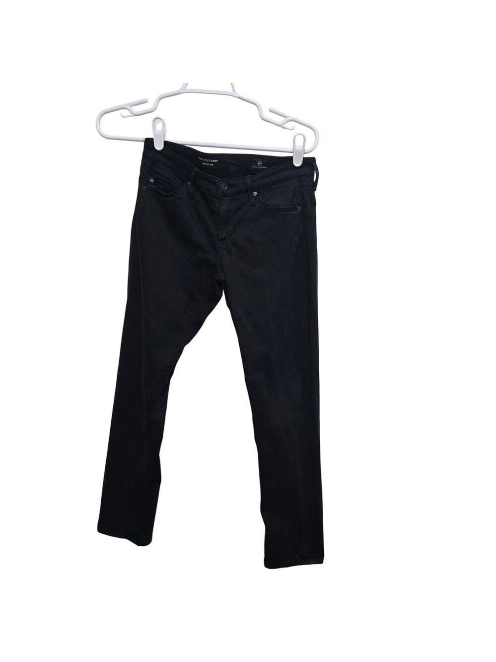 AG Stilt Crop Cigarette Jeans Black Stretch Denim Size 25